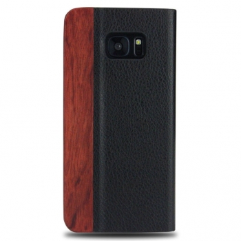 Preview: Handyhülle Handyetui Massivholz Rosenholz mit Leder für Handy Samsung S7 Edge
